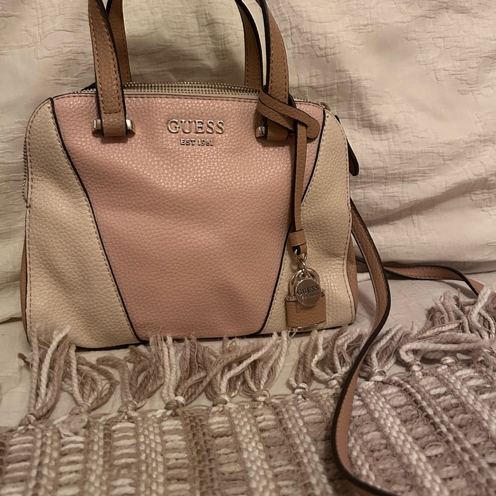 GUESS Pink and Cream Satchel